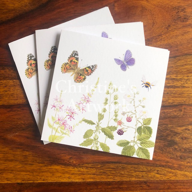 This greetings card, 14 x 14 cm, is blank inside for your own message. It is presented with an envelope in a protective transparent sleeve.
It sells at €4 + p&p